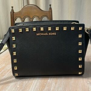 Black & gold studded purse